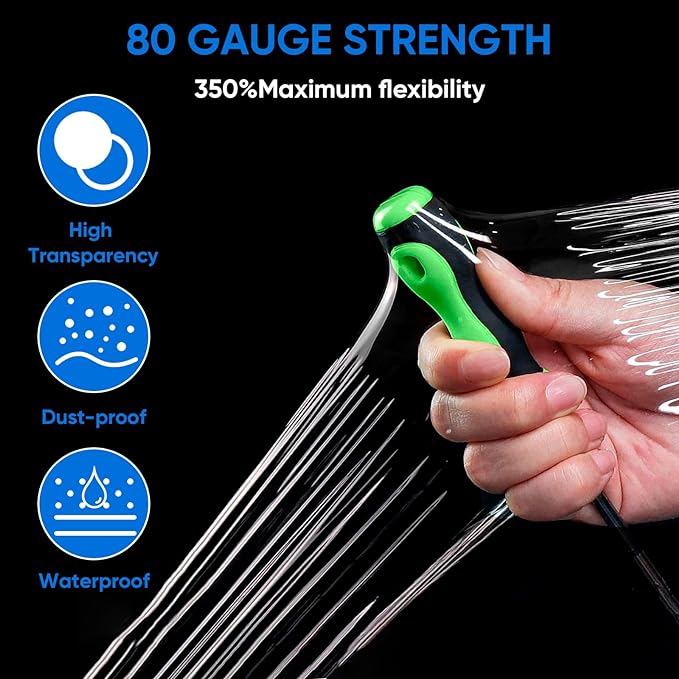 TICONN 7Pk Stretch Wrap Stretch Film Roll, 1000ft Industrial Strength 5 inch Wide Clear Plastic Wrap with Handles for Pallet Wrapping Shipping Moving