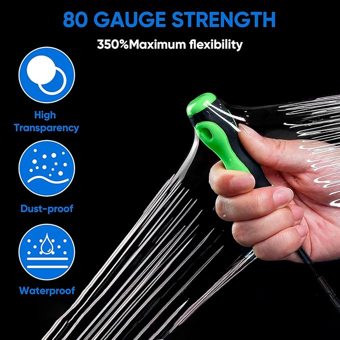 TICONN 4Pk Stretch Wrap Stretch Film Roll, 1000ft Industrial Strength 5 inch Wide Clear Plastic Wrap with Handles for Pallet Wrapping Shipping Moving