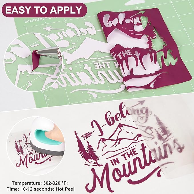 VINYL FROG Heat Transfer Vinyl Roll HTV Vinyl - 12" x5ft Maroon Iron on Vinyl for T-Shirts, Heat Press Vinyl for DIY Craft Designs (Maroon)