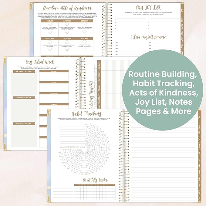 bloom daily planners HARDCOVER Planner 2025-2026 (8.5" x 11") Academic Year (July 2025 - July 2026) - Task Goal Organizer - Monthly & Weekly Inspirational Agenda Book - Iridescent Opal