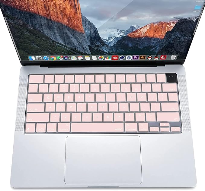 MOSISO Keyboard Cover Skin Compatible with MacBook Air 15 inch M3 A3114 M2 A2941/Air 13.6 A3113 A2681/Pro 14/16 M4 M3 M2 M1, Chalk Pink