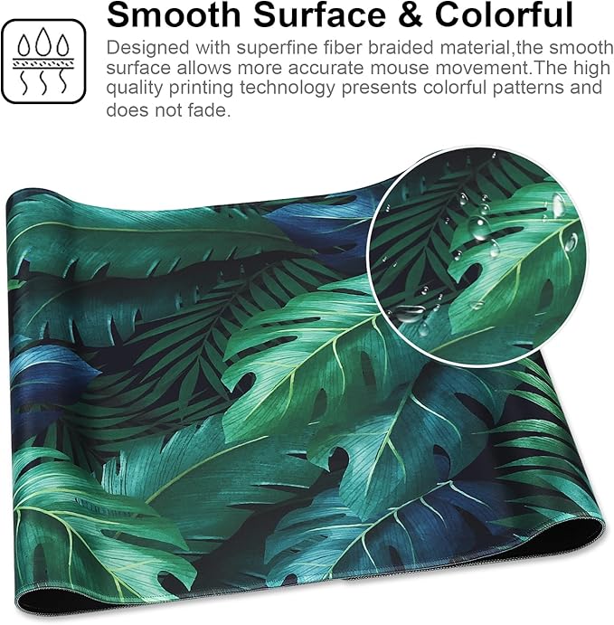 XXL Gaming Mouse Pad 35.4x15.7 Professional Large Mouse Pad & Computer Game Mouse Mat-90x40 Greenleaf