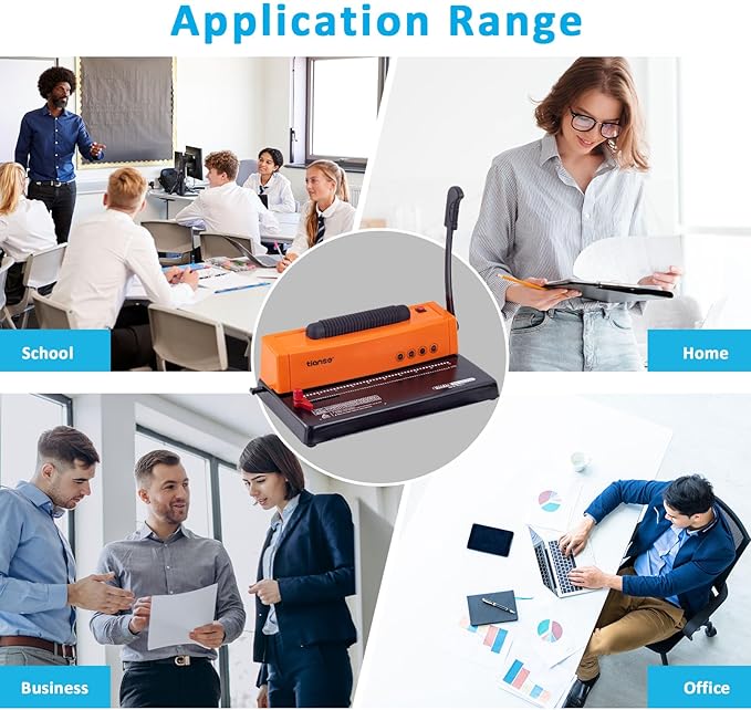 TIANSE Binding Machine, Spiral Coil Binder Machine, Manual Book Maker Punch Binder with Electric Coil Inserter,Suit for Letter Size / A4 / A5