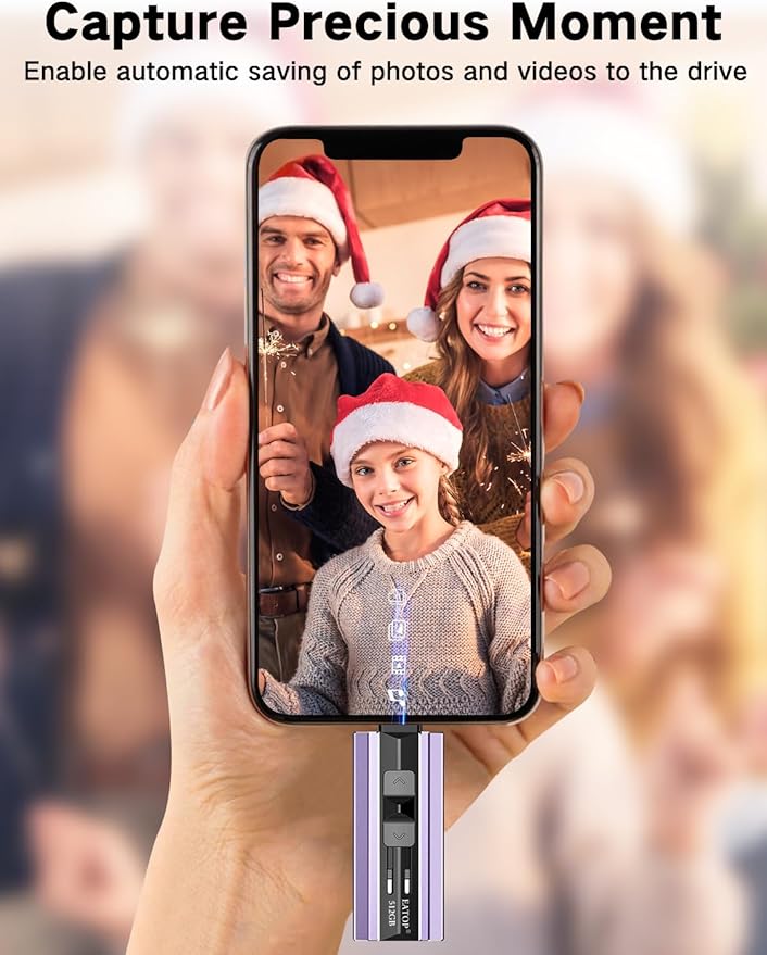 512GB Flash Drive Intended for Phone Tablet Androidphone and Computers, 4 in 1 Photo Stick for Phone Memory Storage Easily Backup Photos Videos, Plug and Play, No App Required (Light Purple)