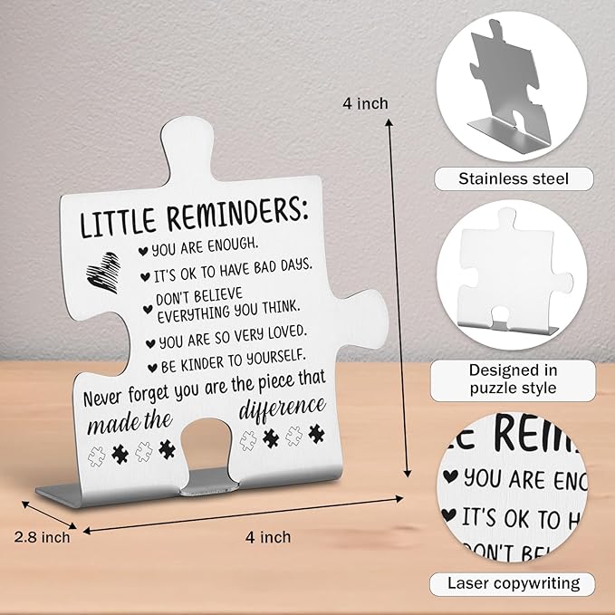 Inspirational Desk Decor Gifts, Mental Health Encouragement Appreciation Gifts for Coworkers, Little Reminders Desk Sign, Positive Gifts for Women, Motivational Decorative Signs Plaques WDD11