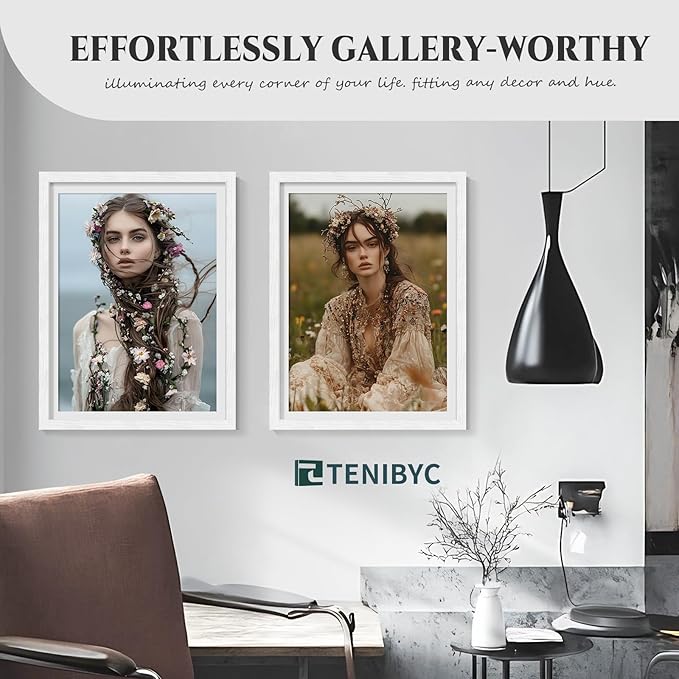 18 x 24 Poster Frame Set of 4, White Wood Picture Frame, Display Pictures, Posters and Puzzles, Horizontal or Vertical Wall Hanging