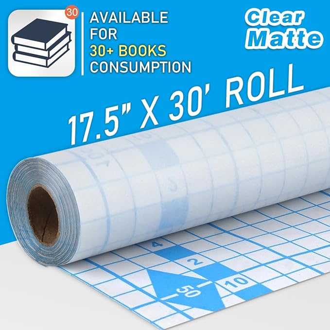 Chell Matte Clear Contact Paper Roll for Books, Crafts and Countertops, Self Adhesive Book Cover, 17.5 in x 30 ft