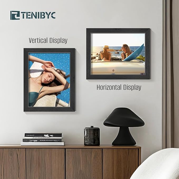 8.5x11 Picture Frames Set - 3 Pack - Black Solid Wood Poster Frame - Tempered Glass - Exclusive Woodgrain - Rooms, Offices, Gallery, Studio, and Hallway, Wall Display Decor