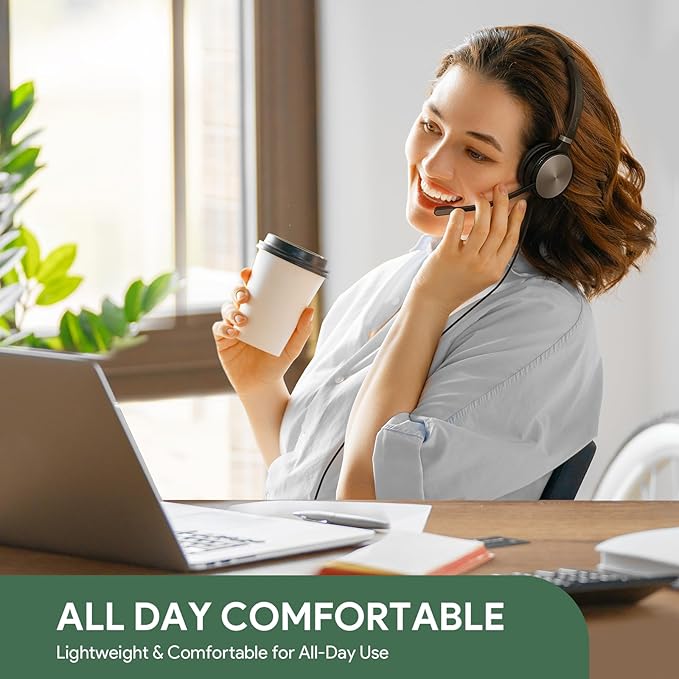 Yealink UH36 Professional USB Headset, Wired Headphones for Work Calls and Music, Headset with Noise Cancelling Mic for Computer PC Laptop（for Teams Certified, Mono,3.5mm Jack/USB Connection）