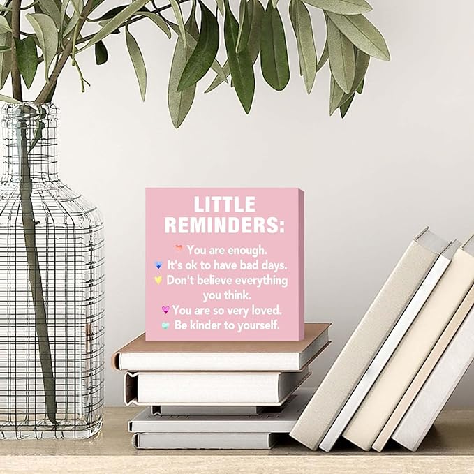 Pink Office Decor Desk Accessories Office Supplies Pink Sign Cute Desk Accessories for Women Home Inspirational Motivational Gifts Little Reminders You are Enough Positive
