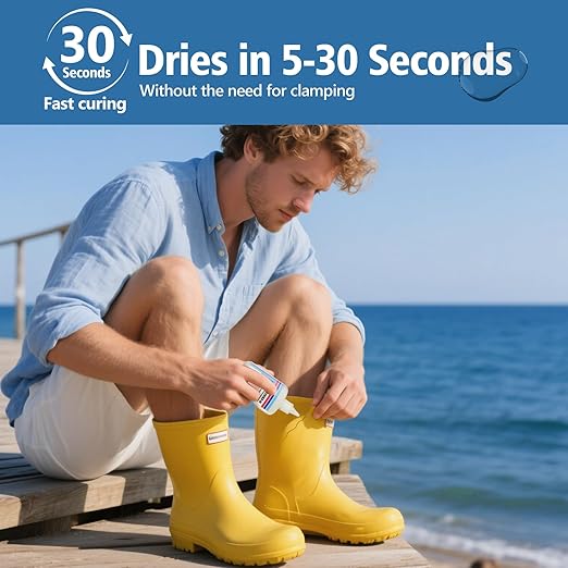 Super Glue for Rubber with Anti Clog Cap. 6 x 1 fl oz,CA Glue - Waterproof Clear Glue Cyanoacrylate Glues for RC Tires, Seals, Gaskets, Soles, Hose, Mat & Neoprene, Automotive Parts Repair, Quick Dry