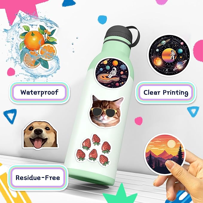 100Pcs Water Bottle Stickers for Kids, Cute Stickers, Waterproof Aesthetic Vinyl Cute Sticker for Kids Teens Girls Adults, for Water Bottle Laptop Luggage