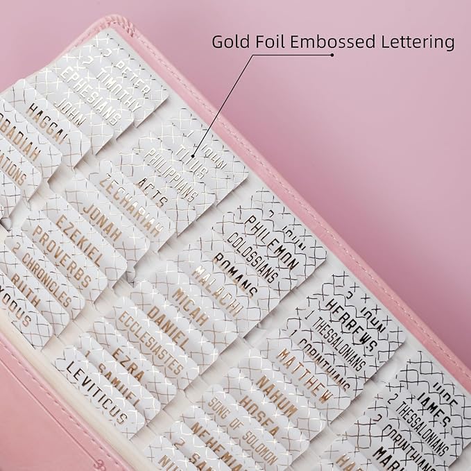 UPAFEXXI-Laminated Bible Tabs (Gold Foil Embossed Lettering), Bible Tabs for Women and Men, Reposition Large Print Stickers, Easy to Read and Apply, 80Chapters Labels for Easy Navigation(White)