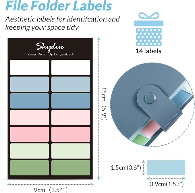 SKYDUE Expanding File Organizer with 8 Pockets, Accordion File Folders with Labels, Portable Document Paper Bill Receipt Organizer, Home College School Office Supplies, Letter Size, Blue