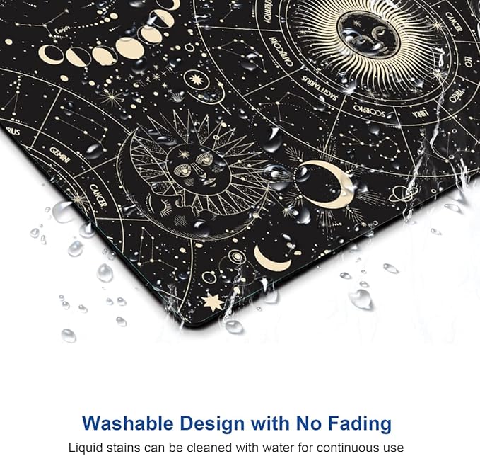 Hokafenle Mouse Pad, Square Personalized Computer Mouse Pads with Planet Design, Washable Mouse Mat, Gaming Office Home Non-Slip Rubber Base Mousepad, Moon and Sun