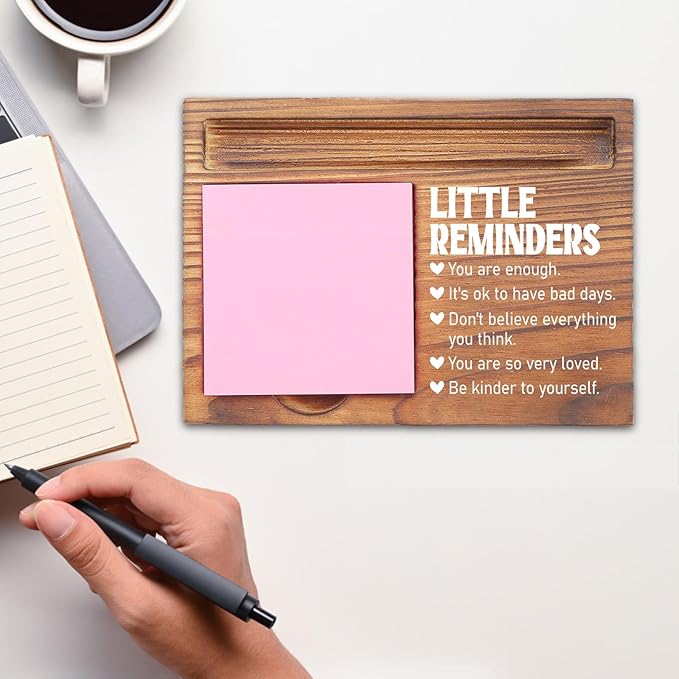 Little Reminders Sticky Note Holder, Encouraging Desk Organizer for Mental Wellness, Self-Care Inspirational Gift for Women, Friends, Self-Stick Note Pad Holders EDP119