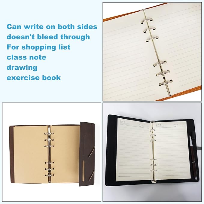 PATIKIL Grid Refill Paper 6-Ring Binder Loose Leaf Planner Filler Paper Planner Inserts, 80 Sheets/160 Pages, Lined