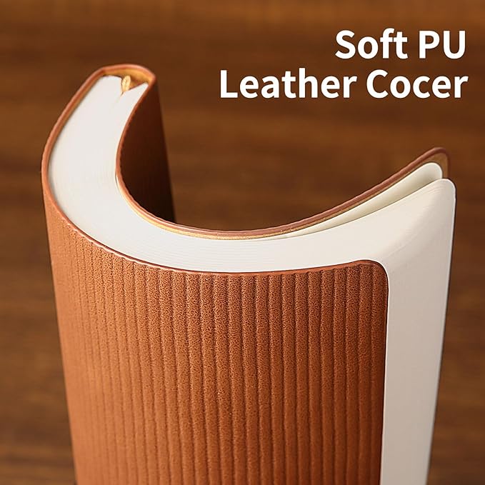 Lined Journal Notebook for Work College Ruled Note Book 7.2"x9.6" B5 PU Leather Daily Journaling 160 Pages for Women Men Writing Home School Supplies Business (Brown)