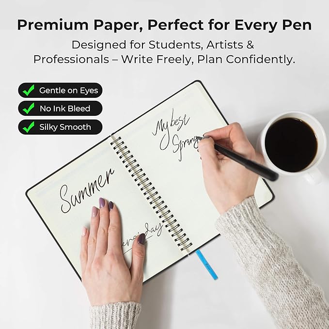 Planner 2025-2026 Daily Weekly and Monthly,11.5"x8.5",18 Months Spiral Bound Calendar Agenda with Self-adhesive Pen Holder,2026 Academic Plan with Vegan Leather Soft Cover,Black