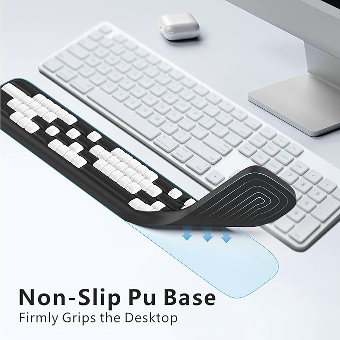 MEKASS Keyboard Wrist Rest, Ergonomic Wrist Pad, Soft Memory Foam Keyboard Hand Rest with Non-Slip Base, Easy Typing, Pain Relief, Comfort Support for Office Work Gaming Accessories (Black White)