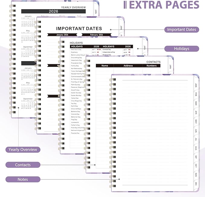 2026 Planner, Weekly and Monthly Calendar Academic Planner, Jan 2026 - Dec 2026, Planning Agenda Book for Desk Accessories and School Supplies - A5 (6.3'' x 8.5'')