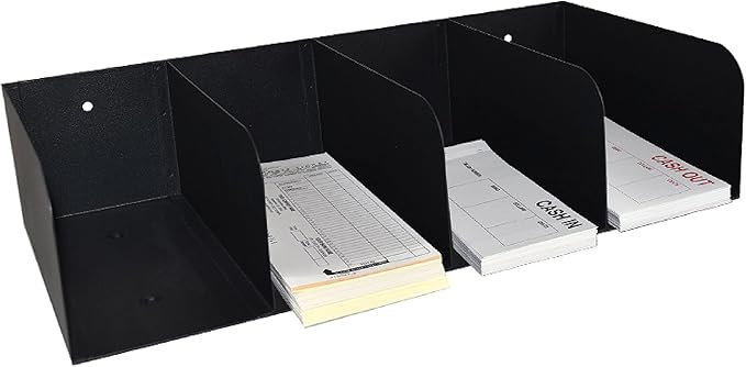 STEELMASTER by BankSupplies Steel Document Organizer - 4-Pockets - Black - Powder Coated Crinkle Finish - Scratch & Chip-Resistant - Check Separator, Deposit Slips, Letter Organizer, Money & Bills