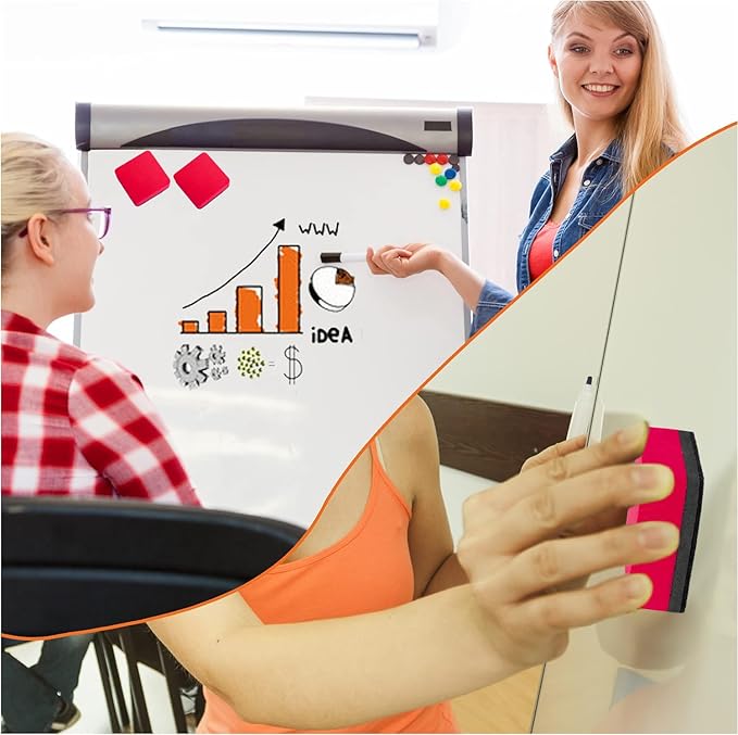 Dry Erase Erasers, 48 Pack Magnetic Whiteboard & Chalkboard Cleansers, Small Magnetic Erasers (Red)