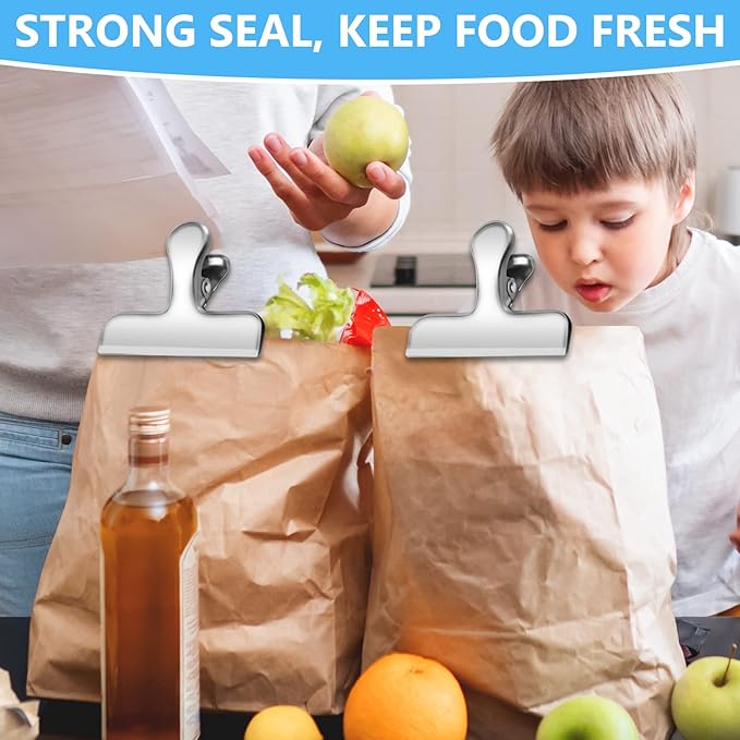 FINDMAG Chip Clips, 20 Pack Stainless Steel Chip Clips, Chip Clips Bag Clips Food Clips, Bag Clips for Food, Clips for Food Packages, Chip Bag Clips - Air Tight Seal, Heavy Duty Snack Clips,Silver