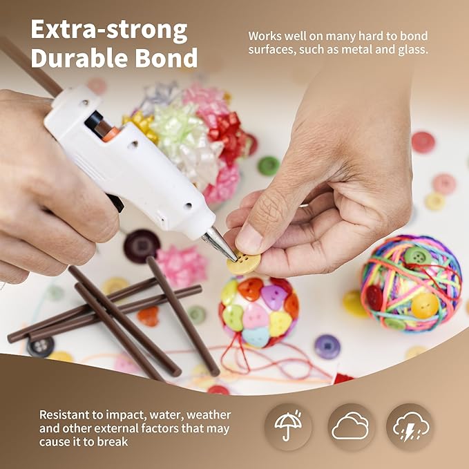 MATUFF Brown Hot Glue Sticks Mini 0.27" x 5.9 inches, Hot Melt Mini Colored Glue Sticks for All Temperature Mini Glue Guns, for DIY Craft Arts and Wedding Cards, Stamp Sealing, Bulk hot Glue 60 Pack