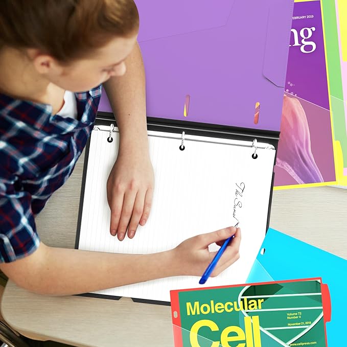 WOT I Telescoping Project Organizer, Refillable 3 Ring Binder with Dividers and Pockets, 13 Pocket Folders, 1 Inch 3 Rings, Purple