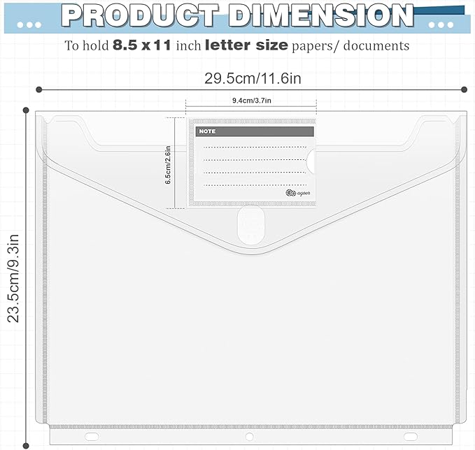 Clear Binder Pockets for 3 Ring, 28 PCS Plastic Binder Folders Envelopes with Extra-Long Hook and Loop Closure, Letter Size Heavyweight Poly Binder Organizer with Label Pocket for School Office Home