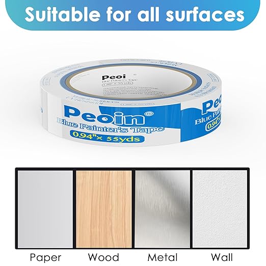 Blue Painters Tape 1 Inch Bulk, 48 Roll Painting Tape Blue Masking for Painting Wall DIY Edge, Paint 0.94 Inch 55 Yards X 48 Rolls 2640 Total Yards