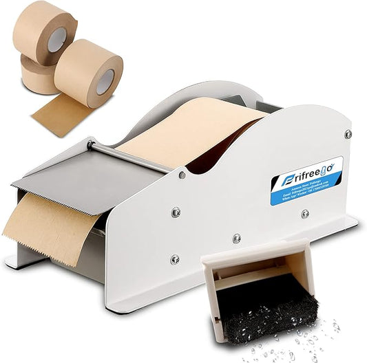 Water-Activated Tape Dispenser, Manual Width-Adjustable Kraft Gum Tape Dispenser for 0.98-3.54" Wide Tape, All-Body Steel Packing Tape Dispenser, Stable and Durable