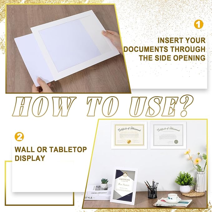 8.5 x 11 Paper Diploma Frame with High Definition PVC Window Paper Certificate Degree Document Holder Picture Photo Frames Display Gallery Wall Frame Art Frames for Tabletop and Wall Display(15,White)