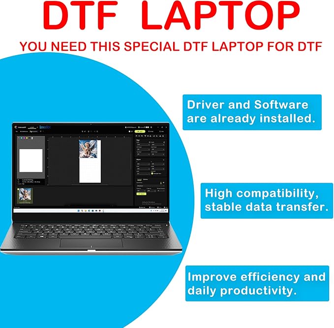 Lancelot A3 L1800 DTF Printer Bundle DTF Printing Machine with Roll Feeder, White Ink Circulation,t Shirt Printers with Film Cutter for DIY T Shirt Business (Printer+Software+Laptop+Consumables)