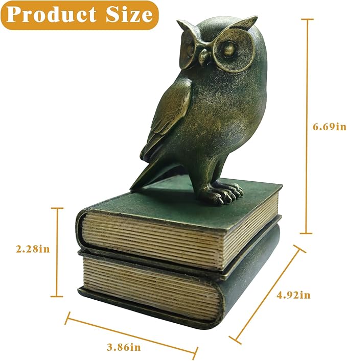 Dosker Book Ends for Shelves,Owl Decorative Bookends,Cute Animal Book Holders for Kids Rooms,Offices and Bedrooms(Retro Bronze)