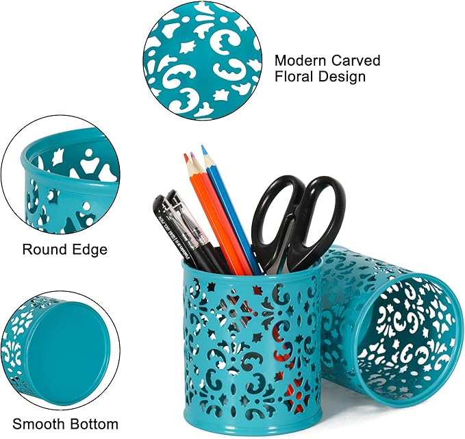 EasyPAG Pen Holder Metal Pencil Holder Cup Pencil Cup Holder for Desk Office Pen Organizer,Dark Teal