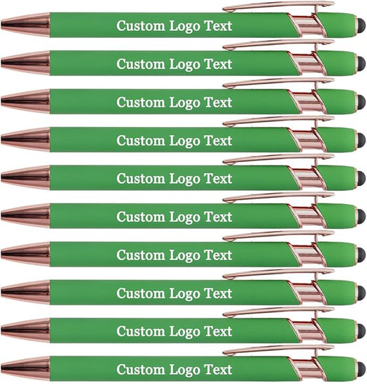 Custom Engraved Ballpoint Pens Bulk, Personalized with Name/Logo, Black or Blue Ink, Smooth Writing for Office, School, Business, Church, Reunion 100 Pcs Grass