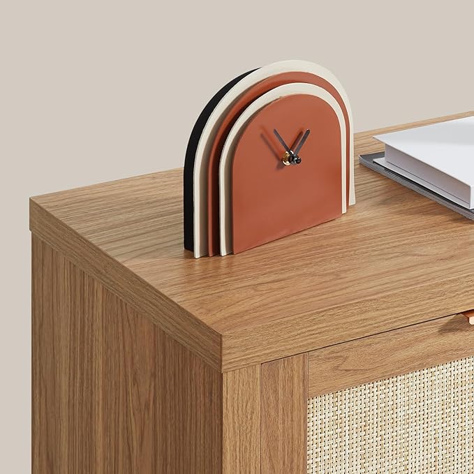 Walsham 61'' Buffet Cabinet with Storage, Adjustable Shelf Sideboard Rattan Entryway Console Cabinet with Doors Modern Credenza Coffee Bar Station for Kichen Living Room Holds 410lb Weathered Oak