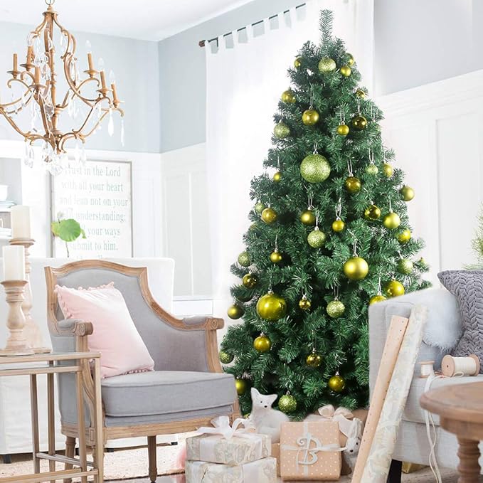 Lime Green 3.2" Large Christmas Balls - Christmas Tree Decoration Ornaments Shatterproof Hanging Balls for Birthday Halloween Holiday Wedding Decorations Set of 10pcs