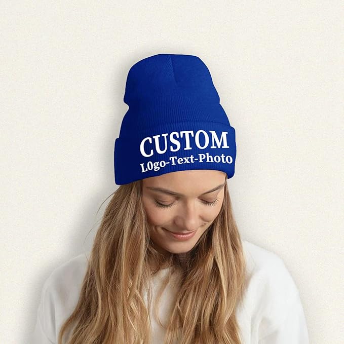Custom Beanie for Men Women Bulk Custom Winter Hat Beanies with Logo Text Image Personalized Knit Hats Gifts for Business