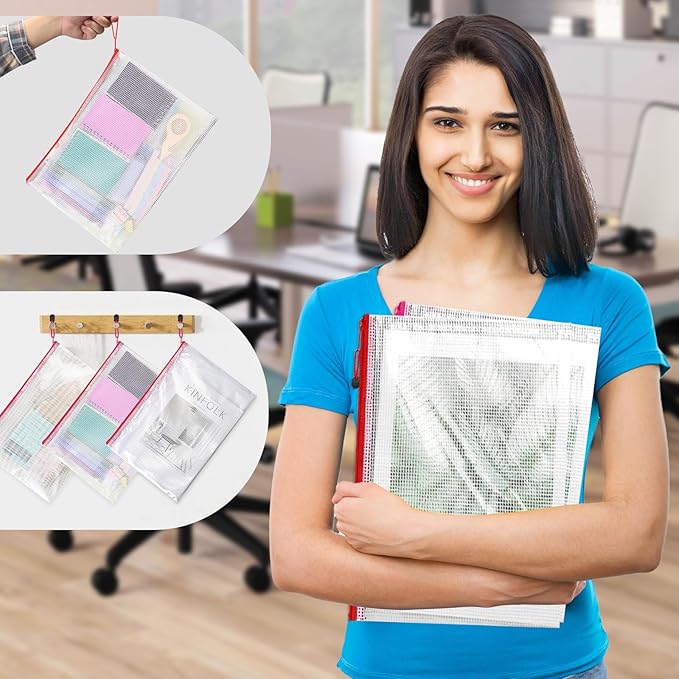 20pcs Mesh Zipper Pouch Bags,9 Sizes Plastic Zipper Bags for Organization,Reusable Zipper Pouches for Puzzle Board Game Storage,for Travel School Office Supplies.