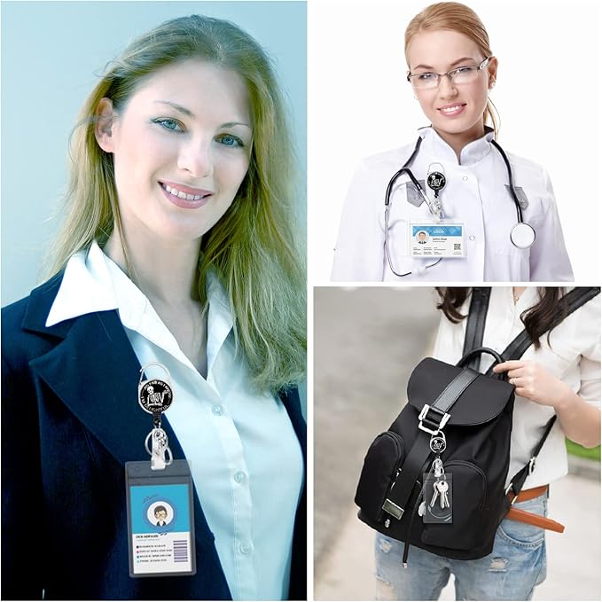 Gctriki Funny Nurse Badge Reel Retractable Heavy Duty with 360°Swivel Carabiner Clip, Sarcastic Xray ID Badge Holder, Nurse Teacher ID Card Holder Retractable Keychain Skeleton Name Badge Clip
