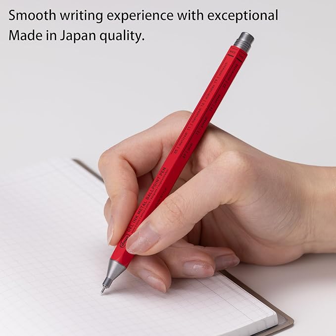 MARK'STYLE days, Gel Ink Metal Ballpoint Pen - 0.5mm Retractable Black Ink, Retro styling Light Weigh Pen, Made in Japan- Perfect for School, Office, and Journaling (Black)