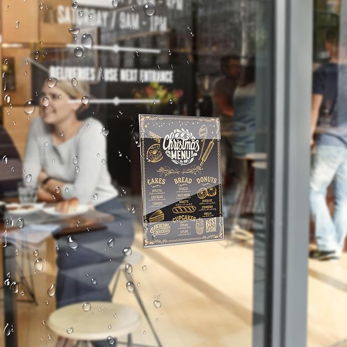 Kigley 70 Packs 8.5 x 11" Wall Mount Acrylic Sign Holder with Tape Clear Acrylic Sign Holder for Paper Poster Menu Door Wall Document for Office Home Store Restaurant No Drilling