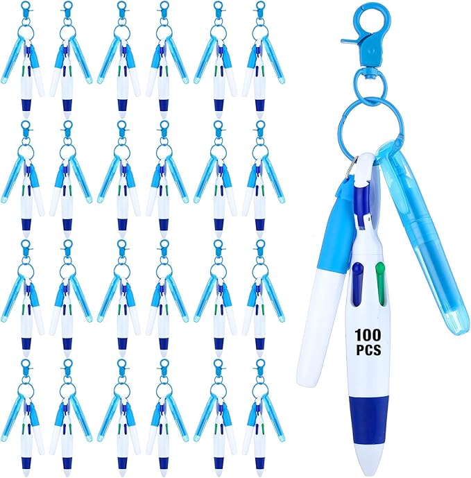 Sherr 25 Sets Retractable Nurse Pens with Mini Highlighter Permanent Marker Keychain Clip Badge Reel Pen Accessories for Nursing Students Medical Staff Office Stocking Stuffer Gift(Blue)