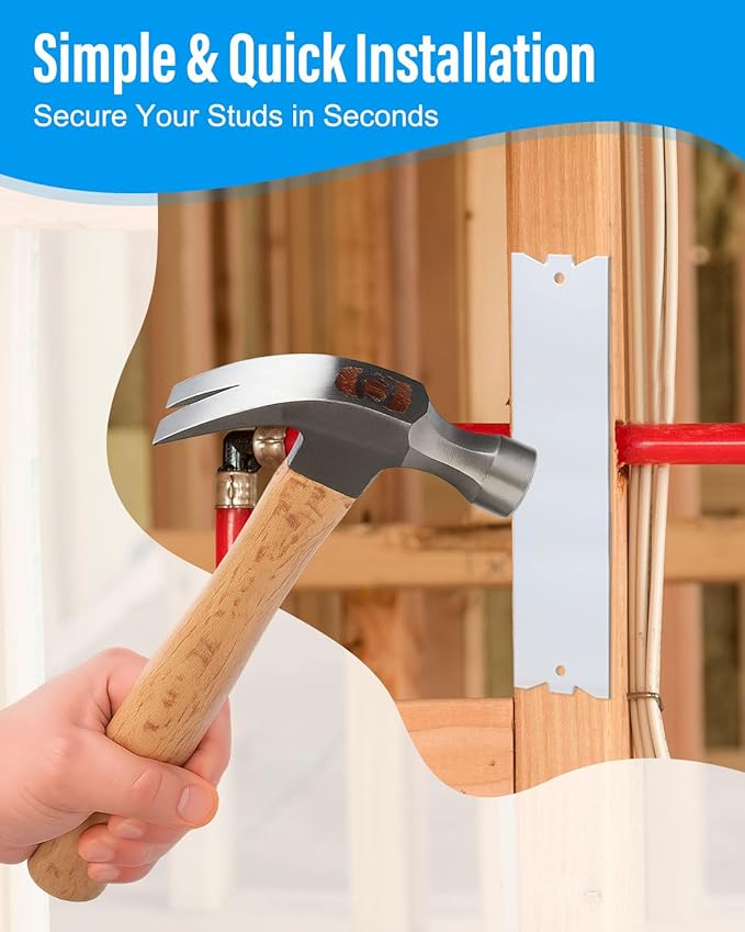 100 Pack Nail Plate for Wood Studs 6 x 1.5 Inch Cable Protector Plate Safety Metal Furniture Hardward with Pointed Prongs for Plumbing & Wiring Protection