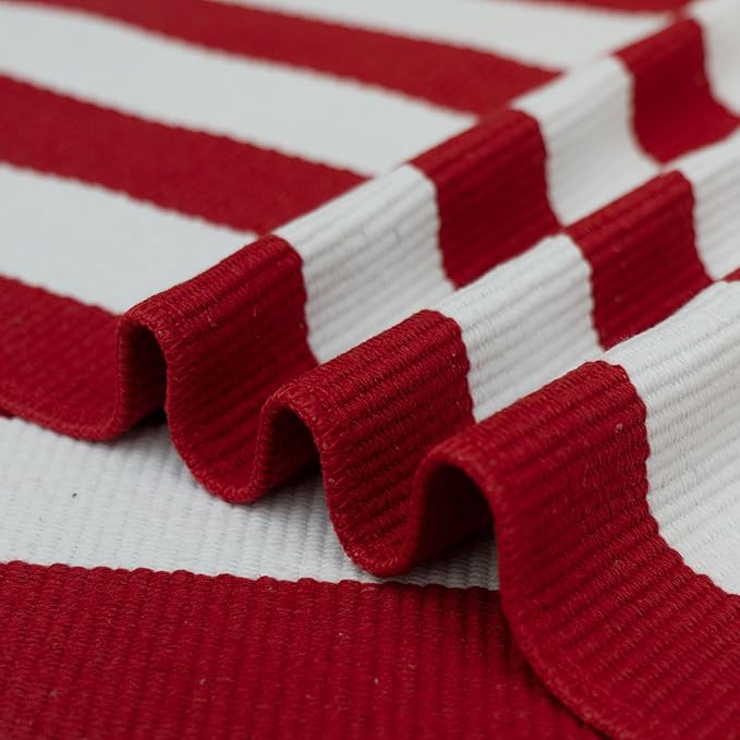 Christmas Outdoor mat Red and White Striped Outdoor Rug Front Porch Rug,Christmas Home Decor, Layerd Welcome Doormat for Front Porch Decor, Front Door, Farmhouse Decor (Red and White, 27.5'' x 43'')
