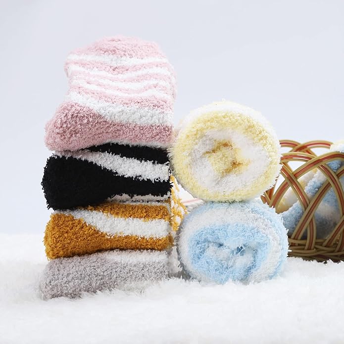 Womens Fuzzy Socks Microfiber Soft Cozy Warm Slipper Sleeping Winter Sock Fluffy Cabin Plush Stocking Stuffers
