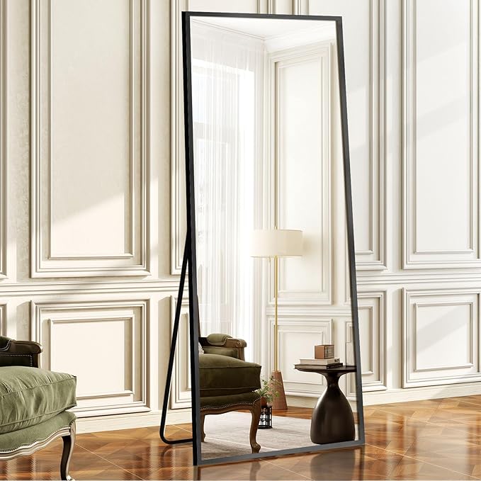 64"x21" Full Length Mirror Rectangle Body Dressing Floor Standing Mirrors for Bedroom & Cloakroom, Black